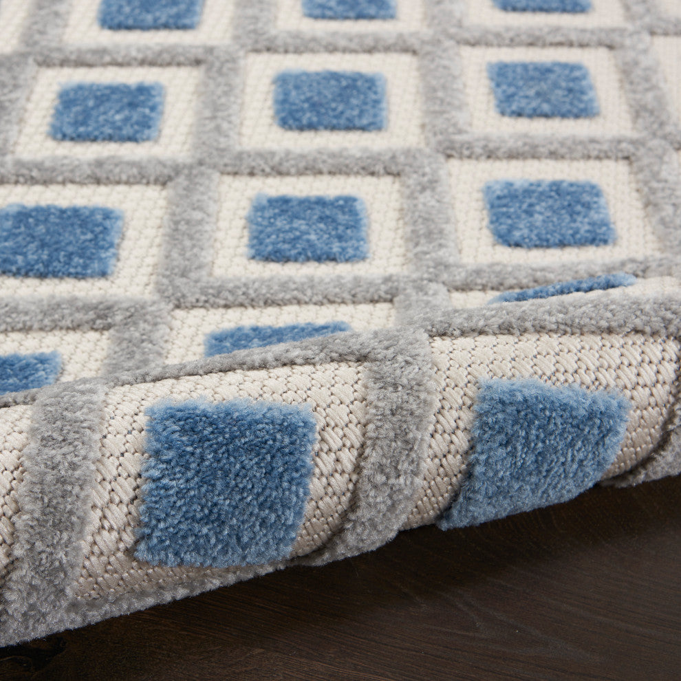Nourison Aloha 7'10" Round Blue/Grey Modern Area Rug