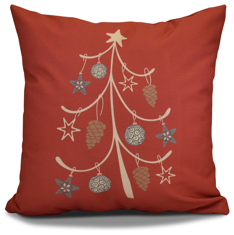 Decorative Holiday Pillow Geometric Print, Coral, 18"x18"