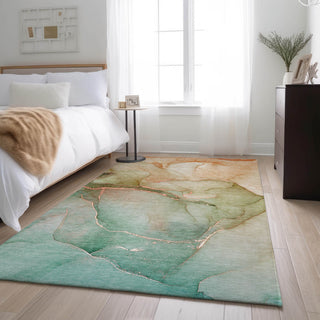 Premium Machine Washable Mayfield AMF508 Teal 5' x 7'6" Rug
