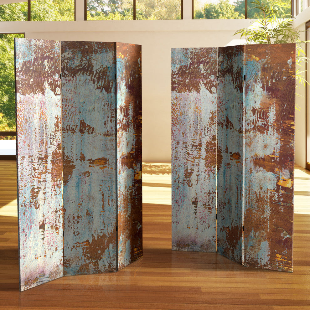 6' Tall Double Sided Rust Canvas Room Divider