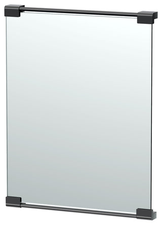 Fixed Mount Frameless Rectangle Decor Mirror, Matte Black, 24"