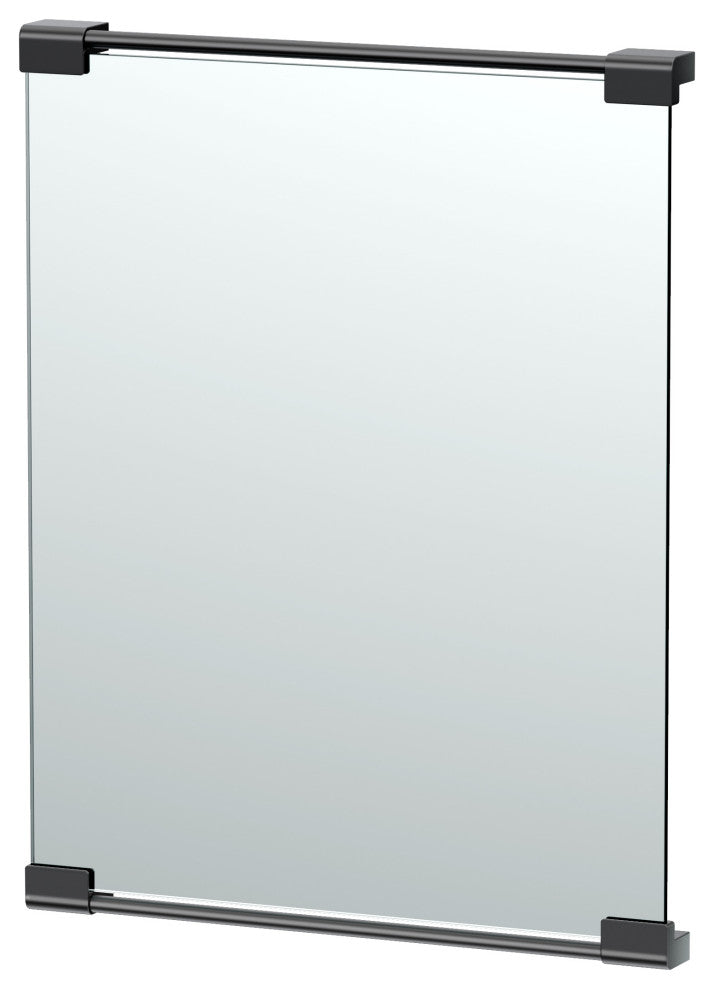 Fixed Mount Frameless Rectangle Decor Mirror, Matte Black, 24"