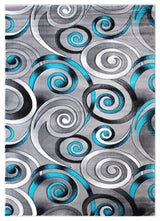 Angie Collection Rectangle 5' x 7' Turquoise Swirl Area Rug