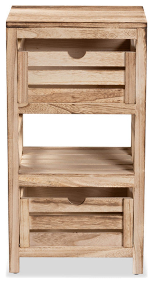 Mandell Natural Brown Finished Wood 2-Drawer Storage Unit