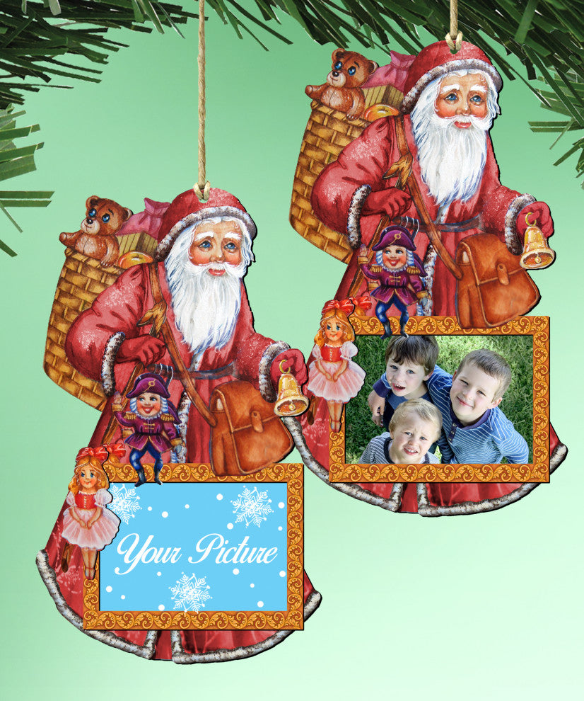 Santa Picture Ornament Set of 2
