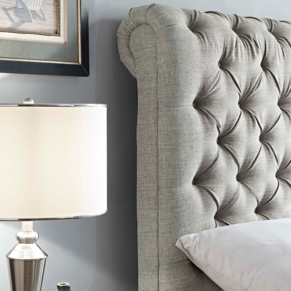 Alexis Chesterfield Tufted Upholstered Platform Bed, Queen, Gray
