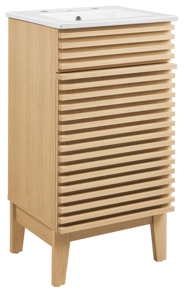 Render 18" Bathroom Vanity Cabinet, Oak White