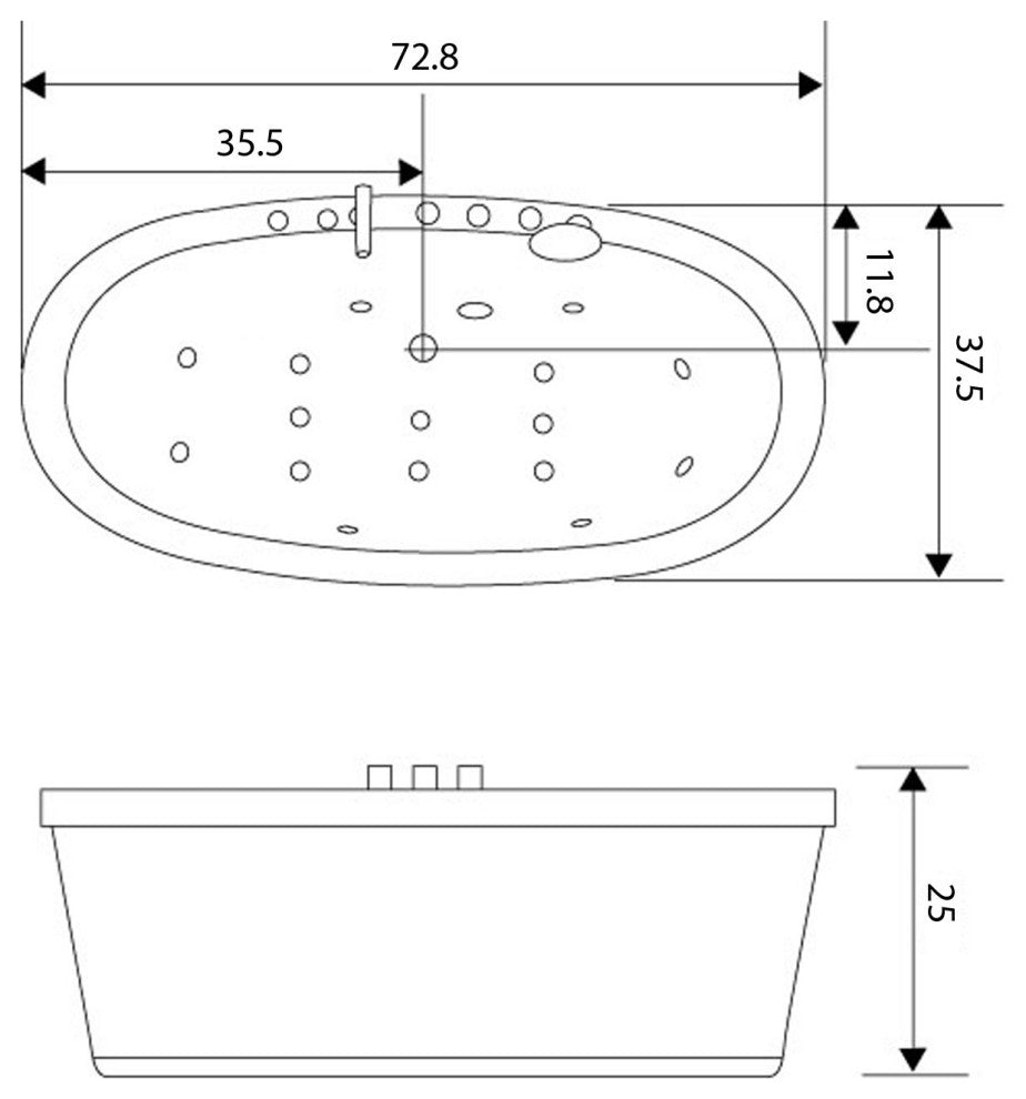 Whirlpool Freestanding Bathtub black hot tub - Cancun