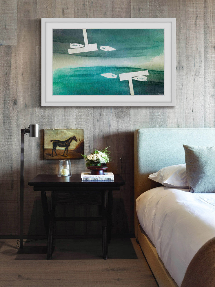 "Fishing Boats" Framed Painting Print , 24"x16"