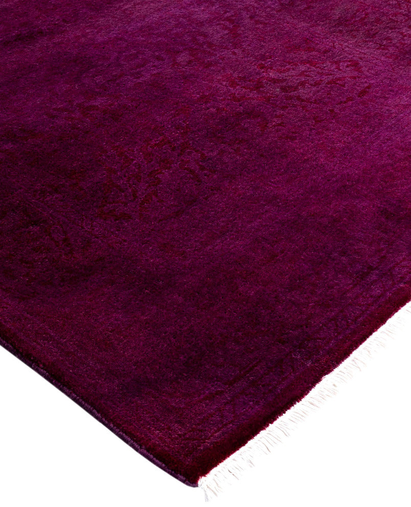 Overdyed One-of-a-Kind Hand-Knotted Area Rug Purple, 2' 7" x 19' 3"