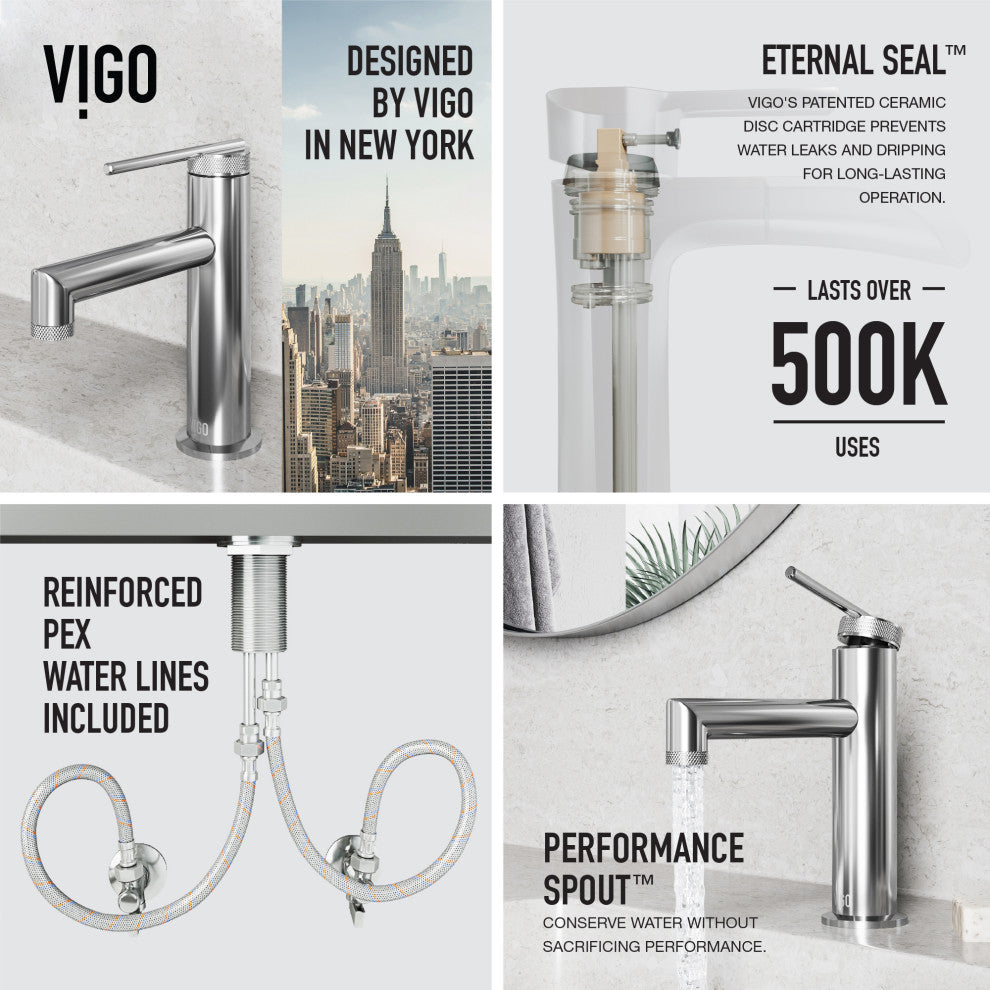 VIGO Sterling 7" H Single Handle Single Hole Bathroom Faucet, Chrome, Without Extras