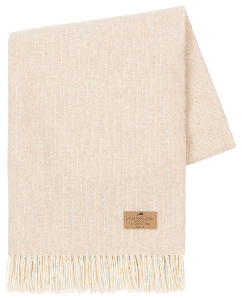 Pinstripe Cashmere Throws, Sand