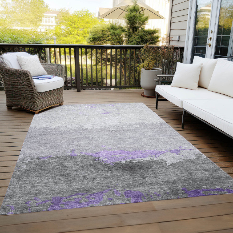 Machine Washable Indoor/Outdoor Chantille ACN1885 Purple 8' x 10' Rug