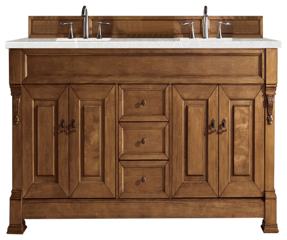 Brookfield 72" Country Oak Double Vanity, Eternal Serena Quartz Top