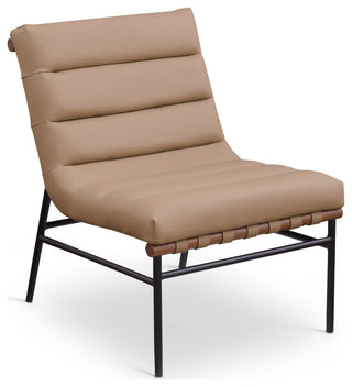 Burke Upholstered Accent Chair, Tan, Vegan Leather, Walnut
