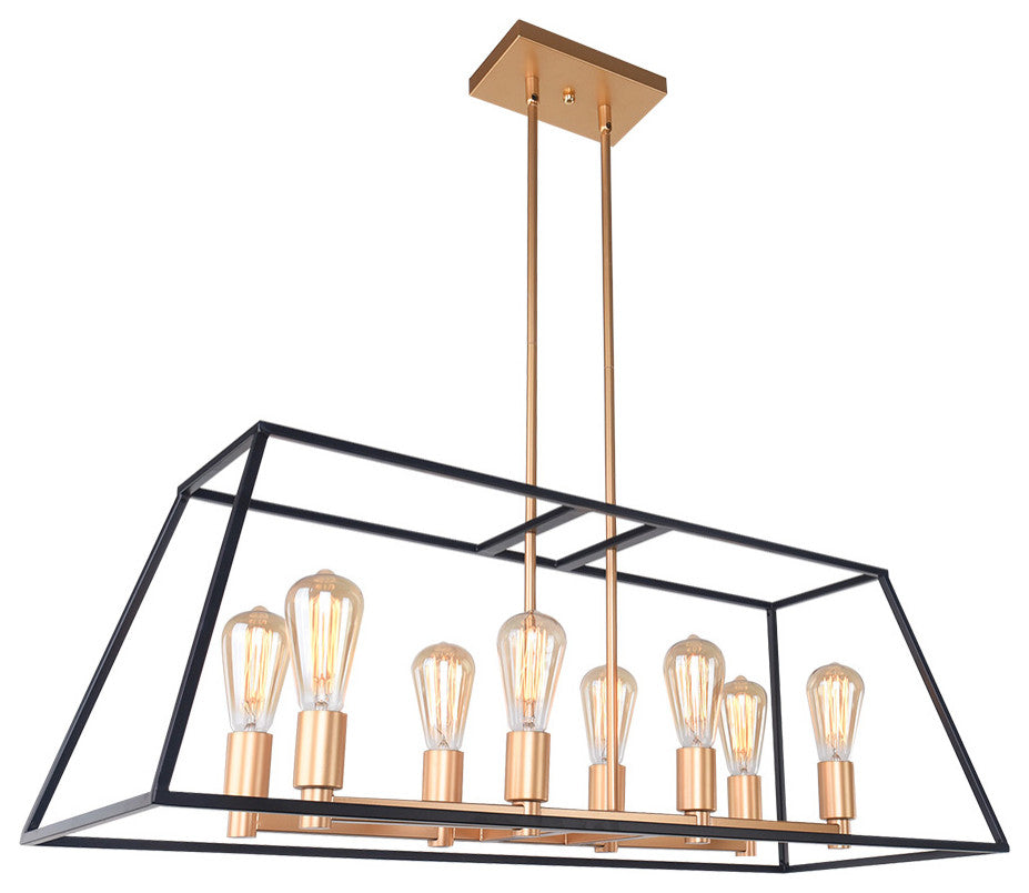 8-Light Kitchen Island Modern Rectangular Chandelier
