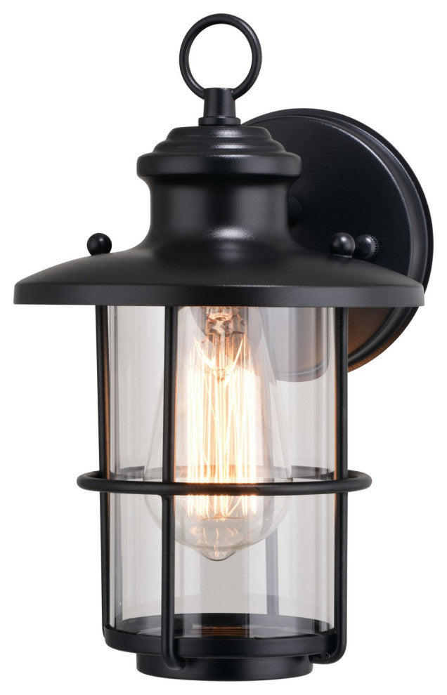 Lake Shore One Light Outdoor Wall Mount in Textured Black