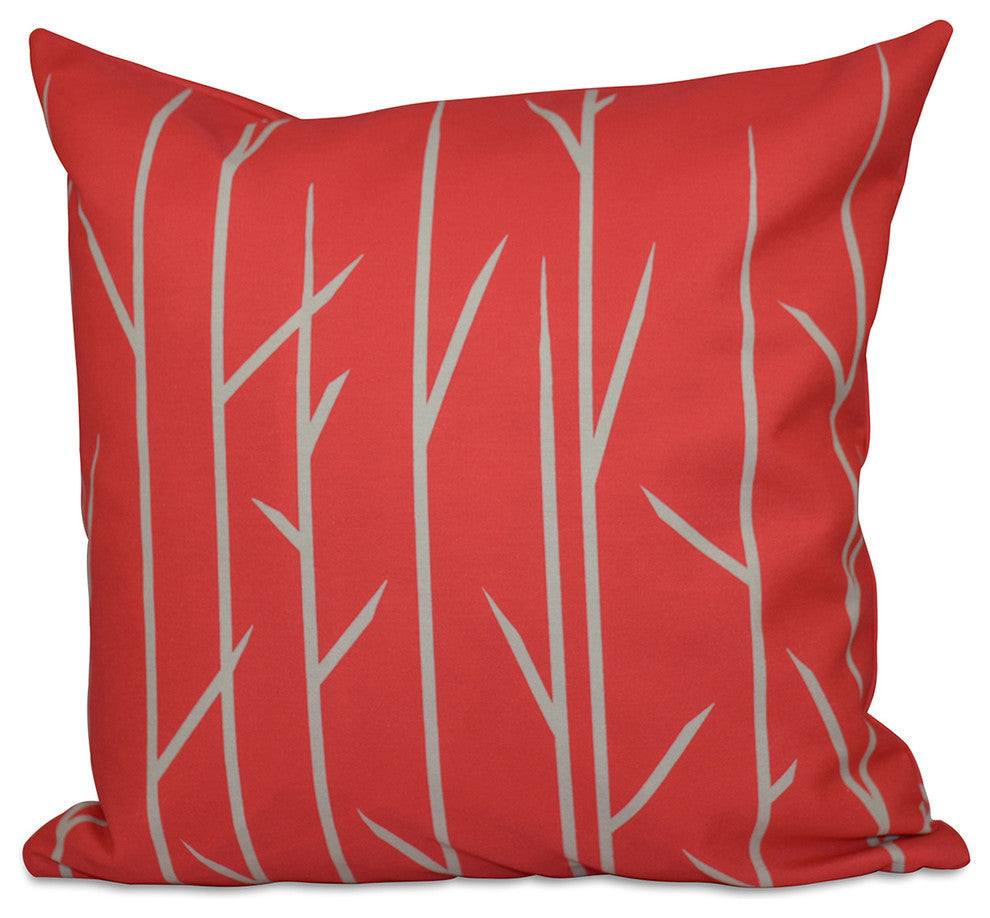 Polyester Pillow, Floral, Coral, 18"x18"