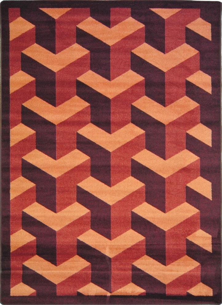 Kaleidoscope Rug, Rooftop, 5'4"x7'8", Burgundy