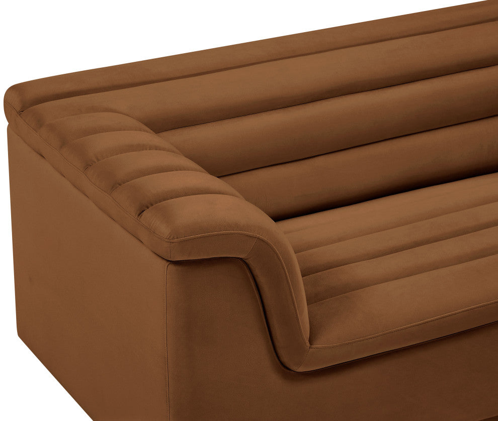 Cascade Upholstered Set, Saddle, Velvet, Loveseat