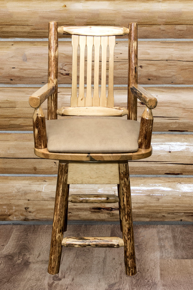 Glacier Country Counter Height Swivel Captain''s Barstool, Buckskin Upholstery
