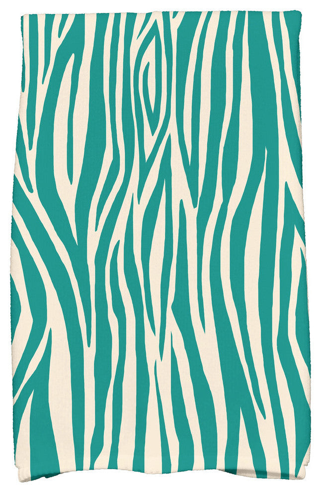 Wood Stripe Geometric Print Kitchen Towel, Jade
