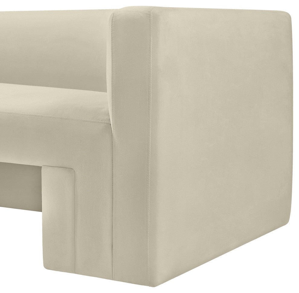 Henson Velvet Upholstered Loveseat, Cream