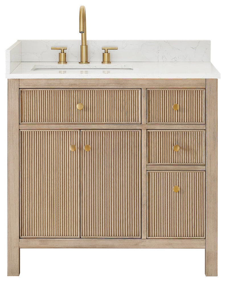 Cerrito Bathroom Vanity, Natural Oak, 36" Single, Without Mirror