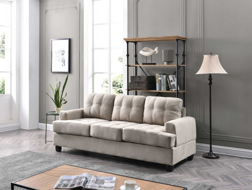 Sandridge 79 in. W Flared Arm Microfiber Straight Sofa, Vanilla