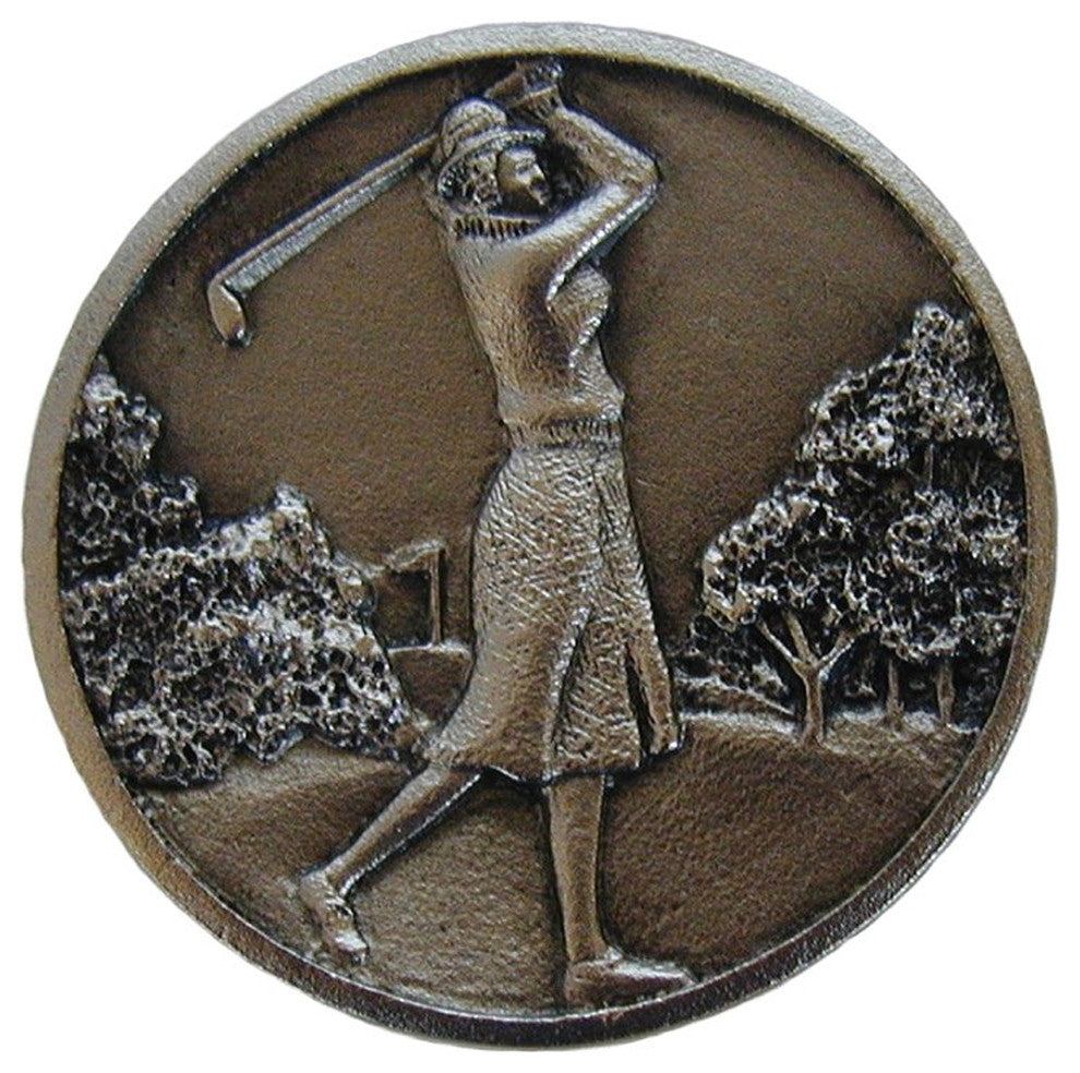 Lady of the Links Knob Antique Brass, Satin Nickel