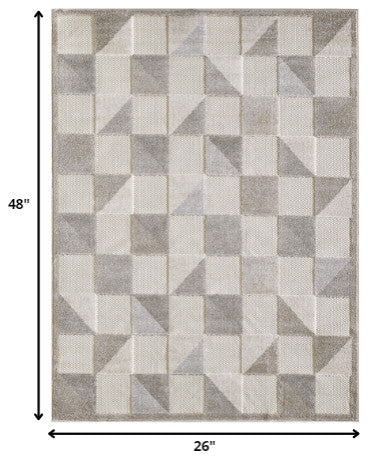 2"x4" Gray Triangle Indoor Outdoor Area Rug