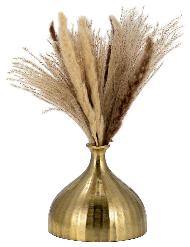 Metal, 7" Bulbous Vase, Gold