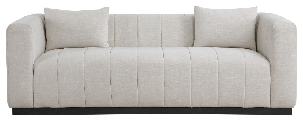 Lucia Beige Linen Textured Fabric Chair, Beige, Sofa
