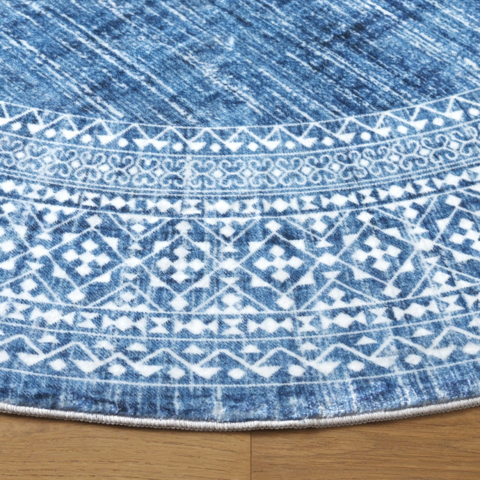 Safavieh Arizona Machine-Washable Collection ARZ303 Rug, Blue/Ivory, 6' Round