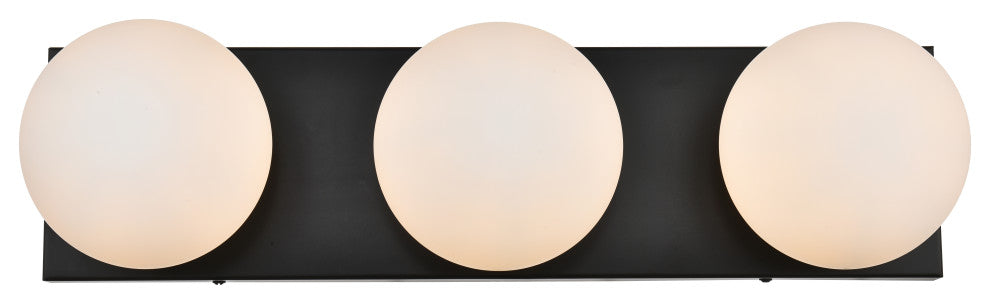 3 Light Black And Frosted White Bath Sconce