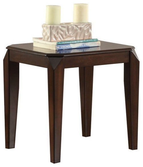 Faceted Corner Walnut Square End Table