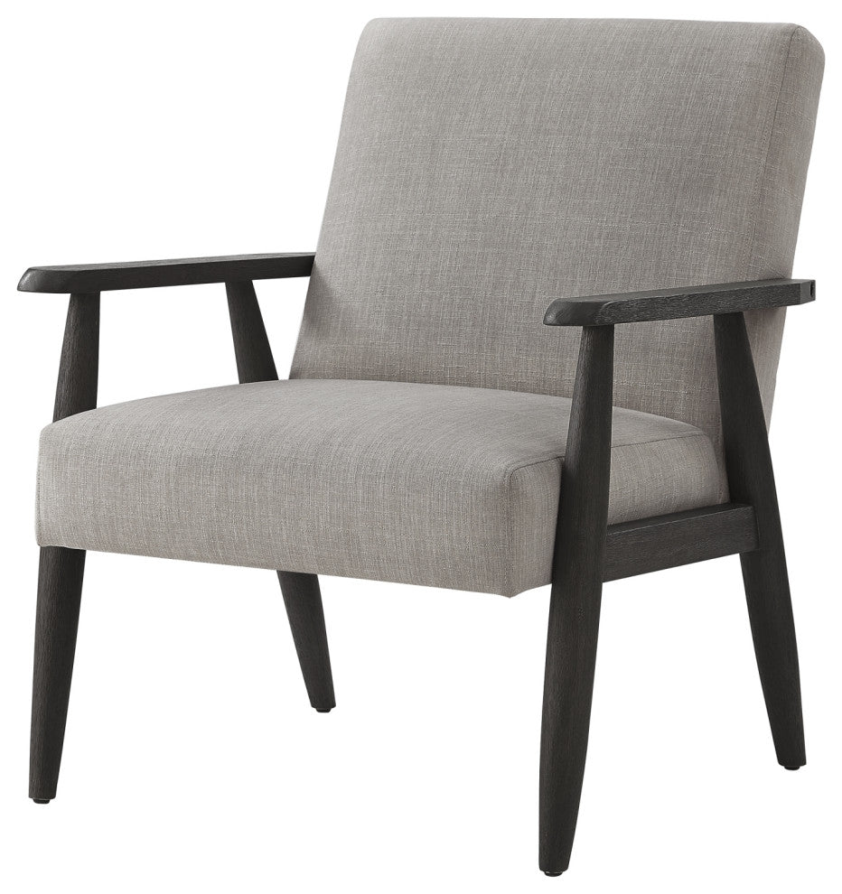 Rustic Manor Gian Armchair Upholstered, Gray and Black Linen