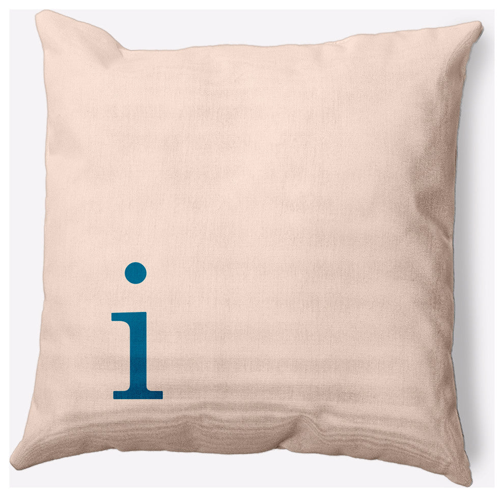 20" x 20" Modern Monogram Indoor/Outdoor Polyester Throw Pillow, Autumn Blue