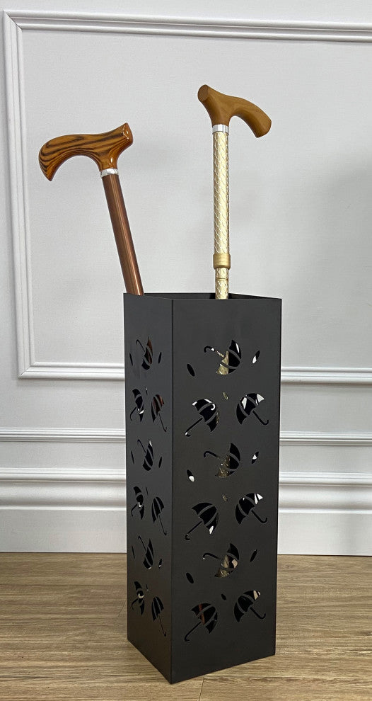 Mango Steam Square Tall 20" Umbrella Holder, Black Brollies