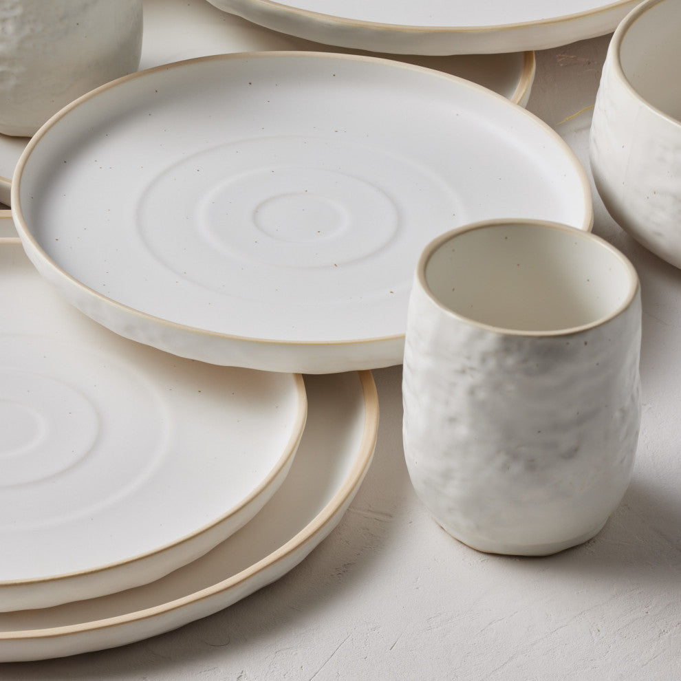 Stone by Mercer Project SHOSAI Stoneware 16 Piece Dinnerware Set, White Speckled