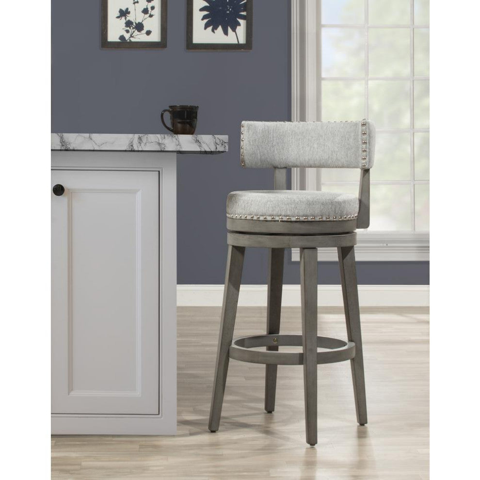 Hillsdale Furniture Lawton Wood Bar Height Swivel Stool, Antique Gray With...
