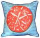 Pair of Betsy Drake Coral Sand Dollar Blue Large Pillows 18 Inchx18 Inch
