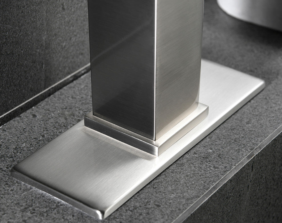 Single Hole Bathroom Sink Faucet With 6" Deck Plate, Brushed Nickel