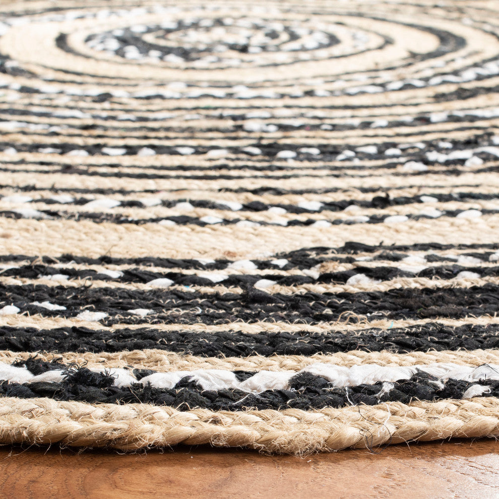 Safavieh Cape Cod Collection CAP209 Rug, Black/Ivory, 4' Round