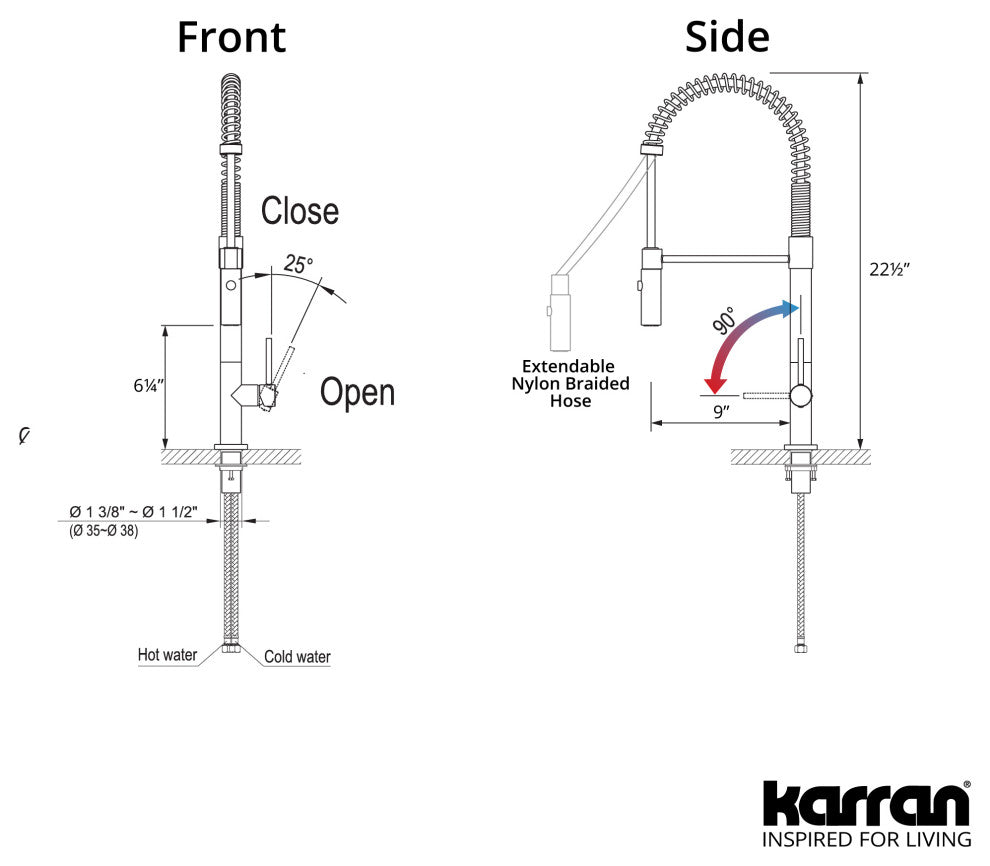 Karran Single-Handle Pull-Down Sprayer Kitchen Faucet, Brushed Gold
