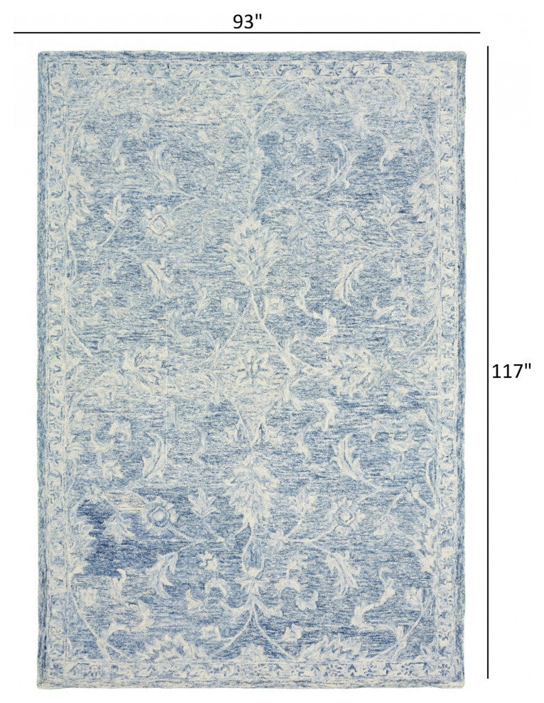 8" x 10" Blue and Ivory Interlacing Vines Area Rug