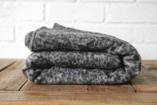 Grey Leopard Wool Blanket
