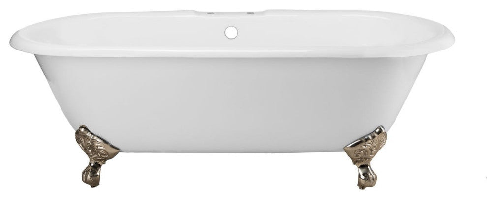Kensington 66 Inch Cast Iron Double Ended Clawfoot Tub - Rim Faucet Drillings