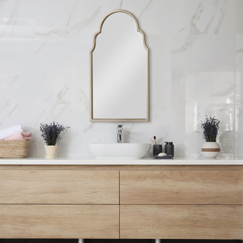 41" Warm Silver Arched Mirror