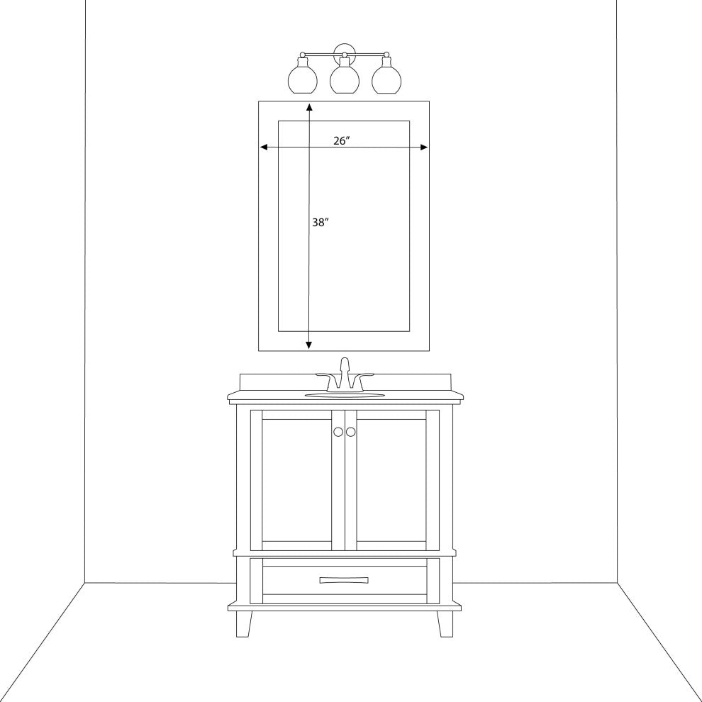 Porter Framed Wall Mirror, White, 26"x38"